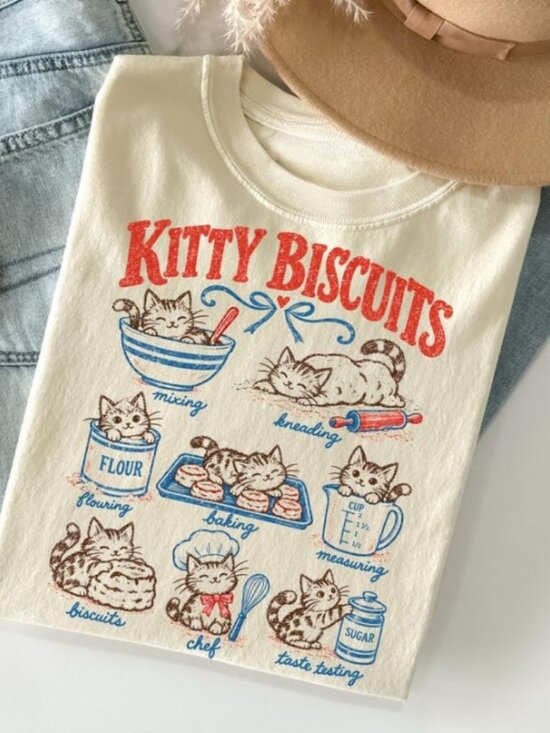Tops - Cat Shirt Funny Cat Sourdough T-Shirt Kitty Biscuits Cat Meme Tee
